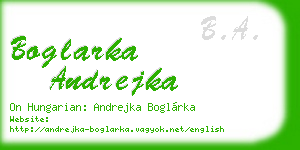 boglarka andrejka business card