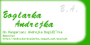 boglarka andrejka business card